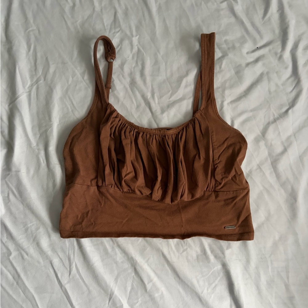 Hollister Brown Ruched Crop Top